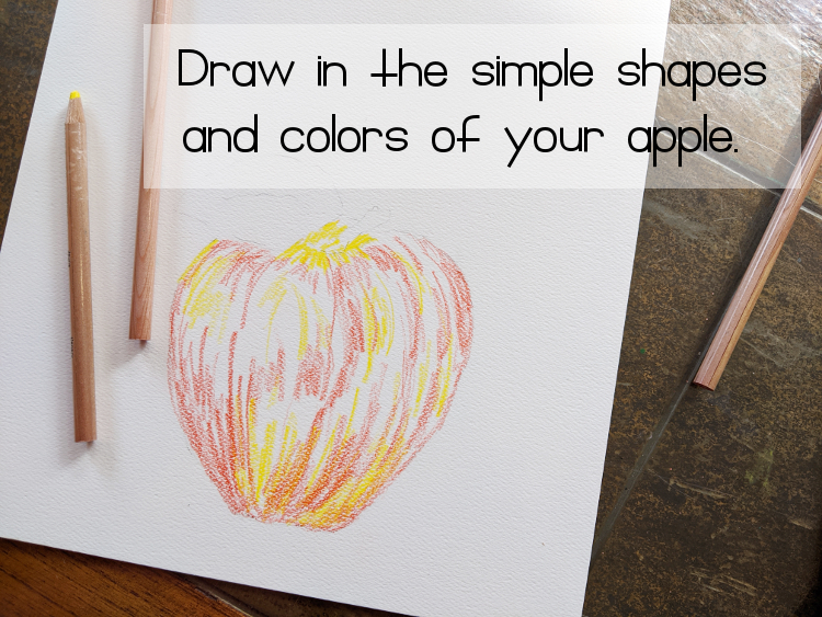 Drawing an apple with watercolor pencils - Amarie Lange Studio