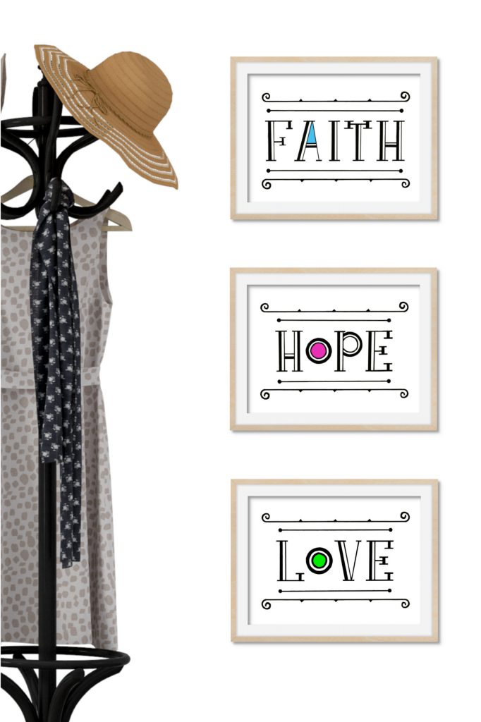 Faith Hope & Love Hand lettered Printables