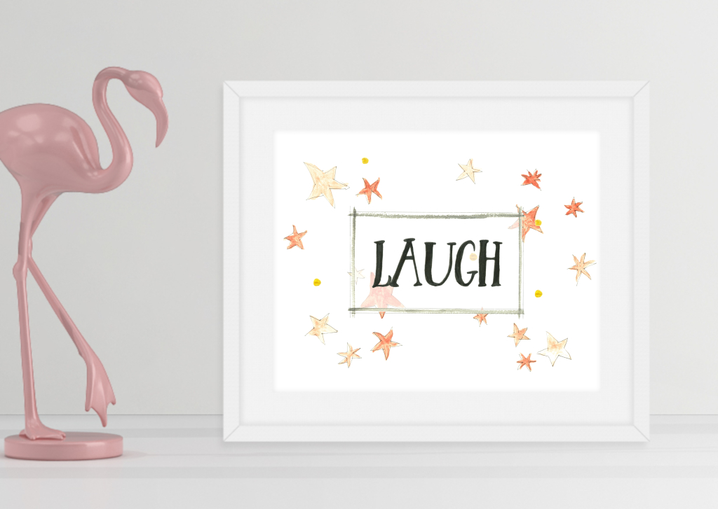 Hand Lettered Laugh and stars - Amarie Lange Studio