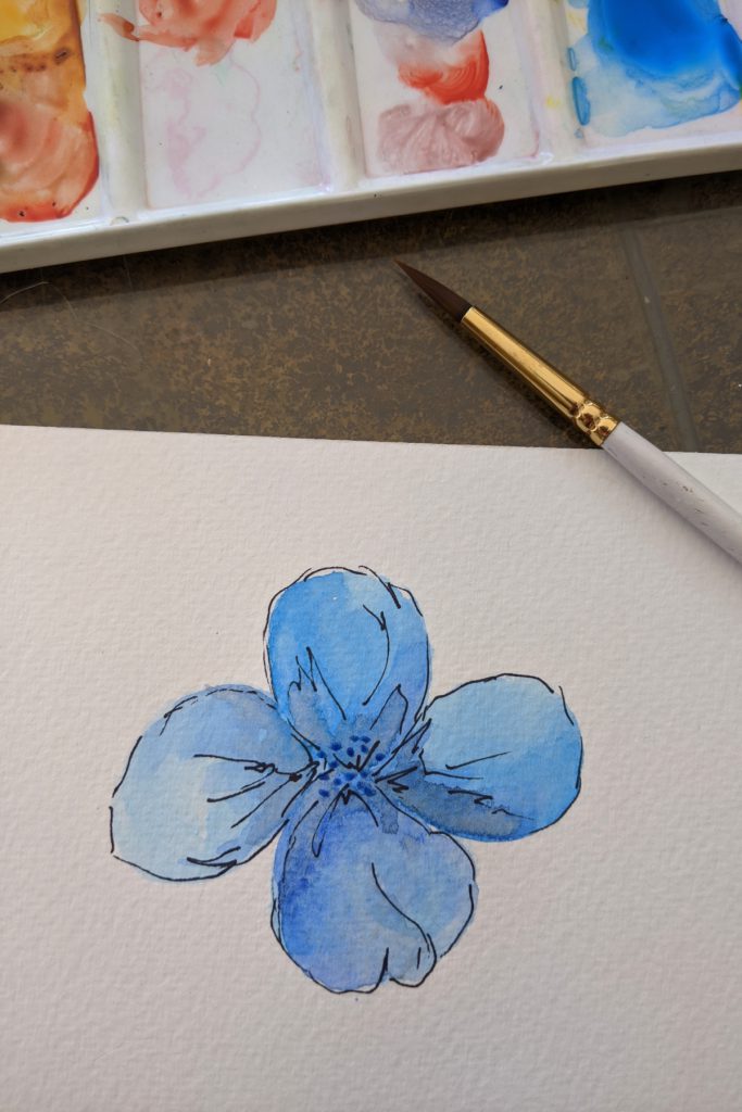 Amarie Lange Studio - watercolor blue flower 3