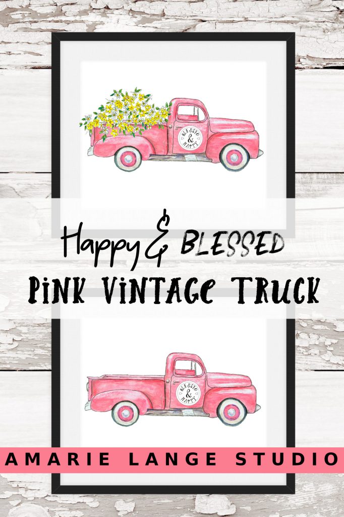 Pink Vintage Farmhouse Truck Printable