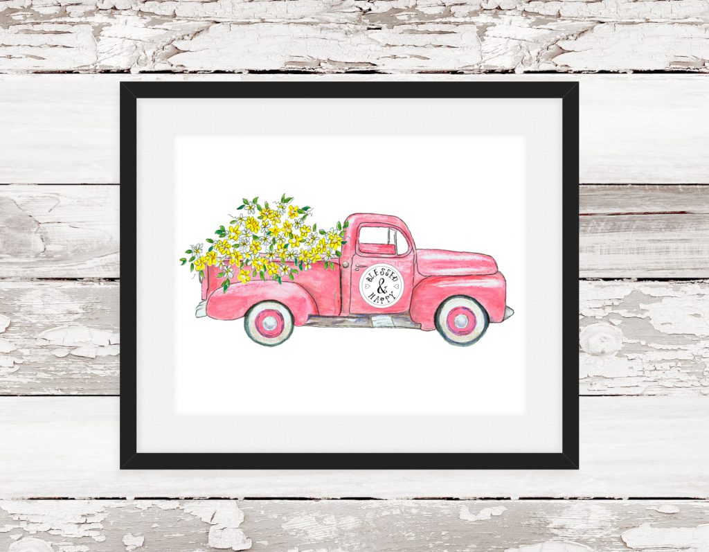 Pink Vintage Truck Printable - Amarie Lange Studio