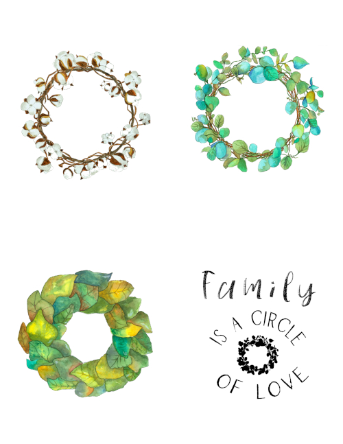 Free Printable Watercolor Wreath Cards