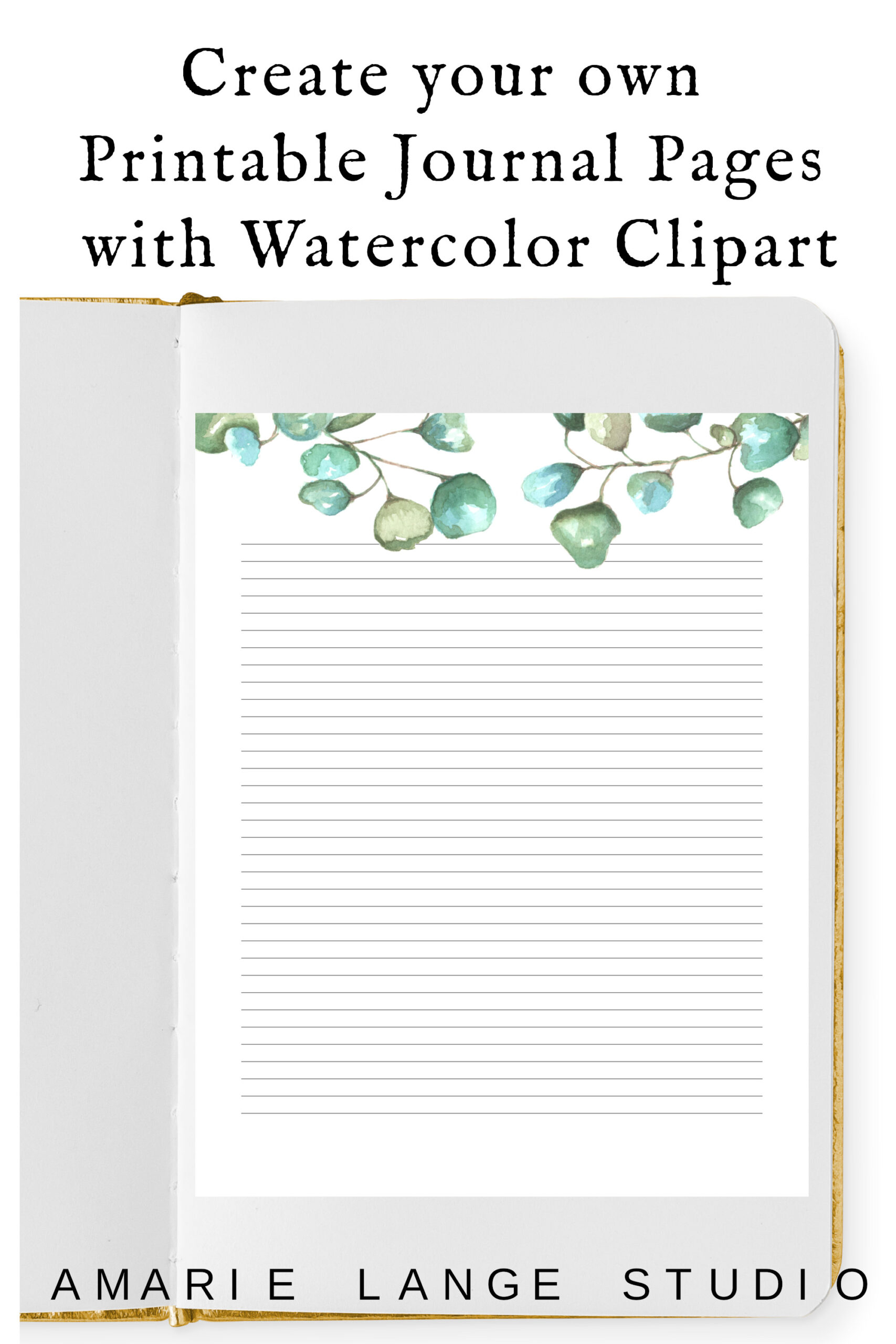 journal page with eucalyptus clipart