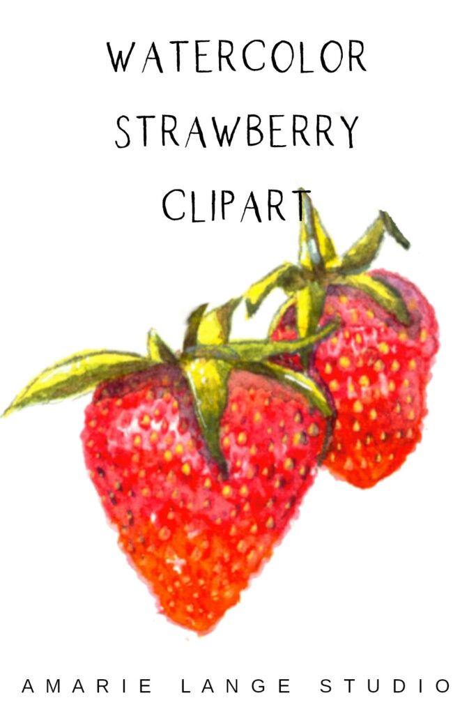 Watercolor strawberry clipart