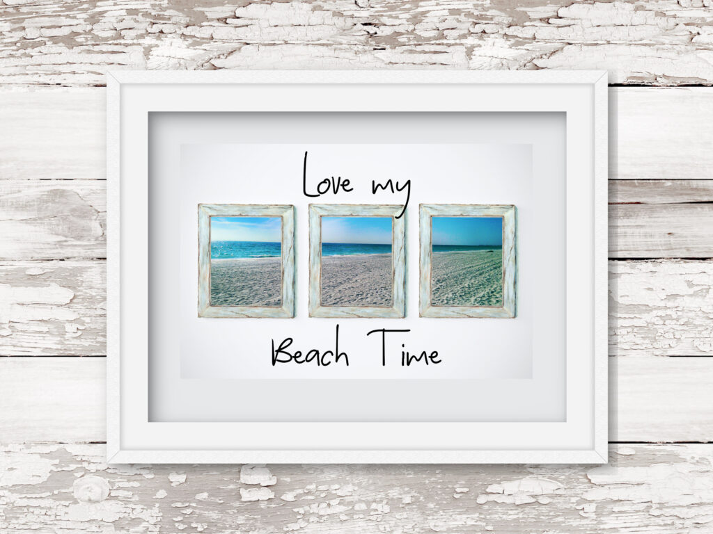 Photo of beach using watercolor frames