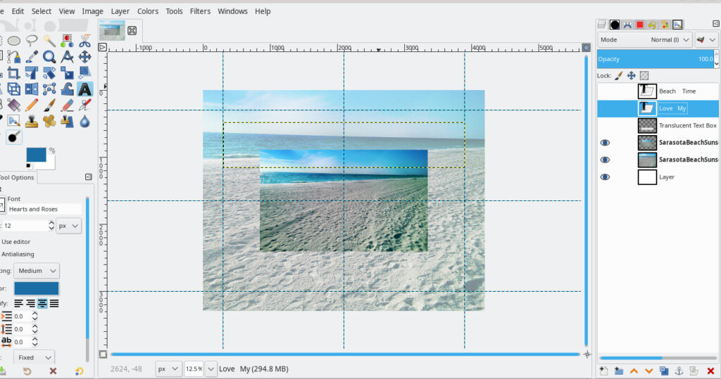 Gimp screenshot beach printable
