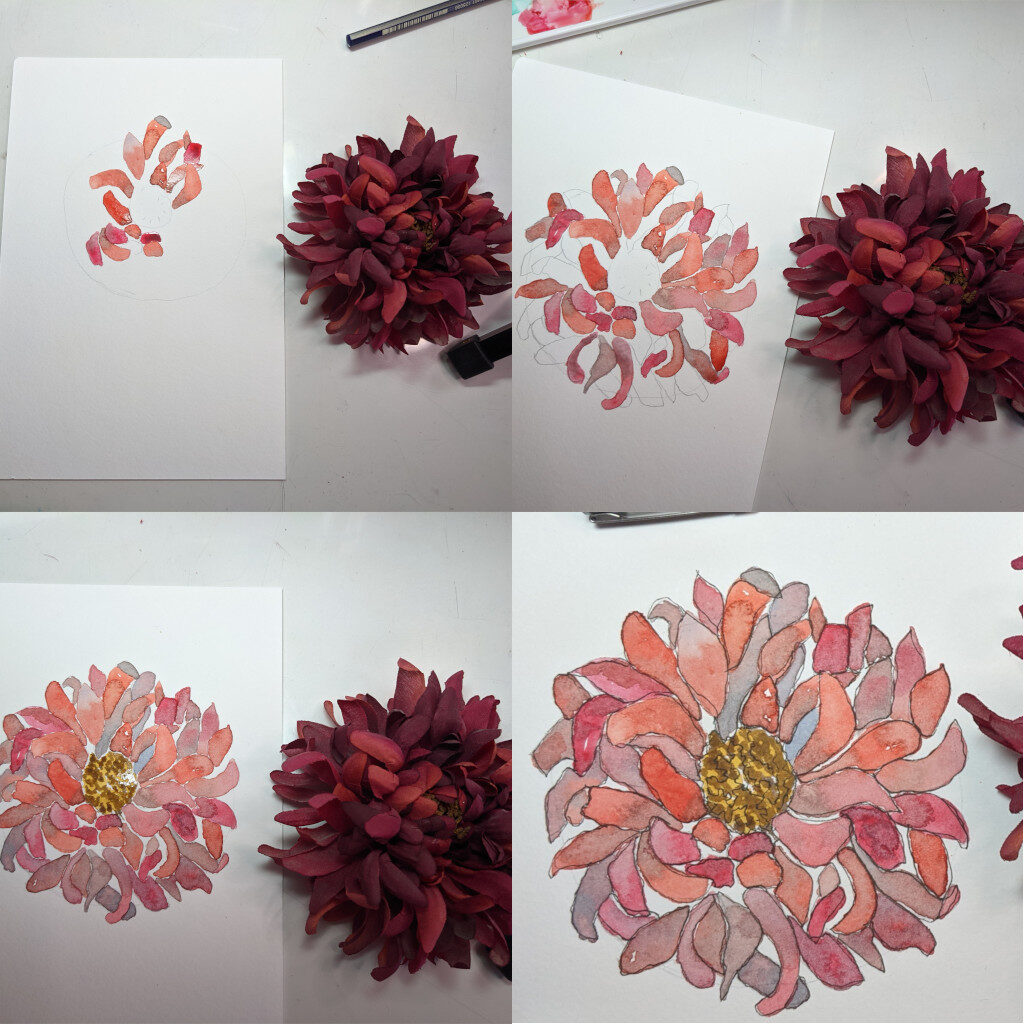 Floral watercolor painting for beginners step by step