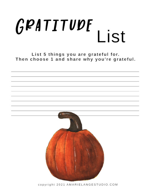 Thanksgiving Gratitude List