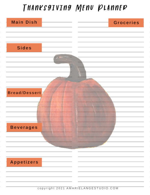 Printable Thanksgiving Menu Planner