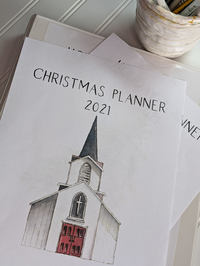 Farmhouse Church Christmas Printable Planner Cover