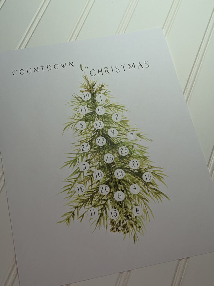 Countdown to Christmas Printable Pine Tree