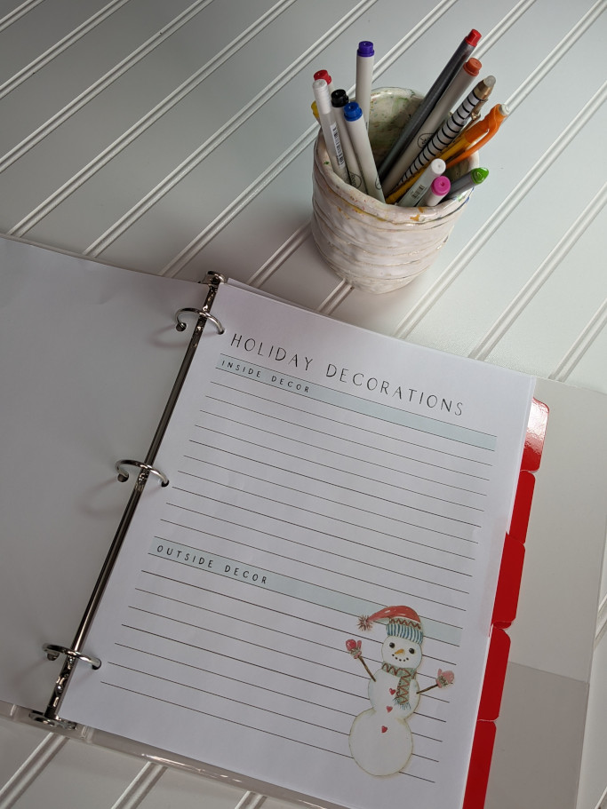 Holiday Decor Printable Planner Page