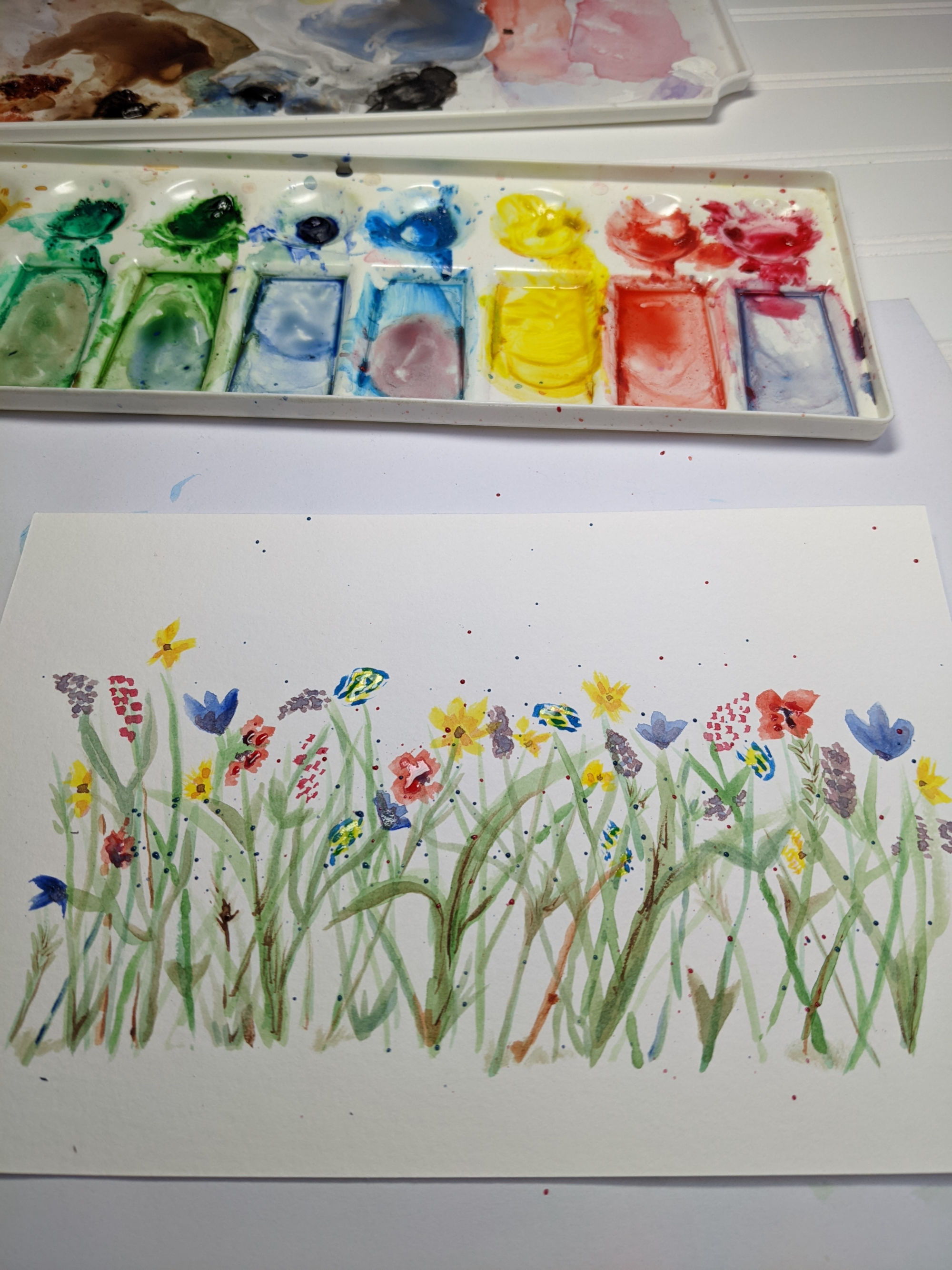 Abstract Watercolor Spring Flowers