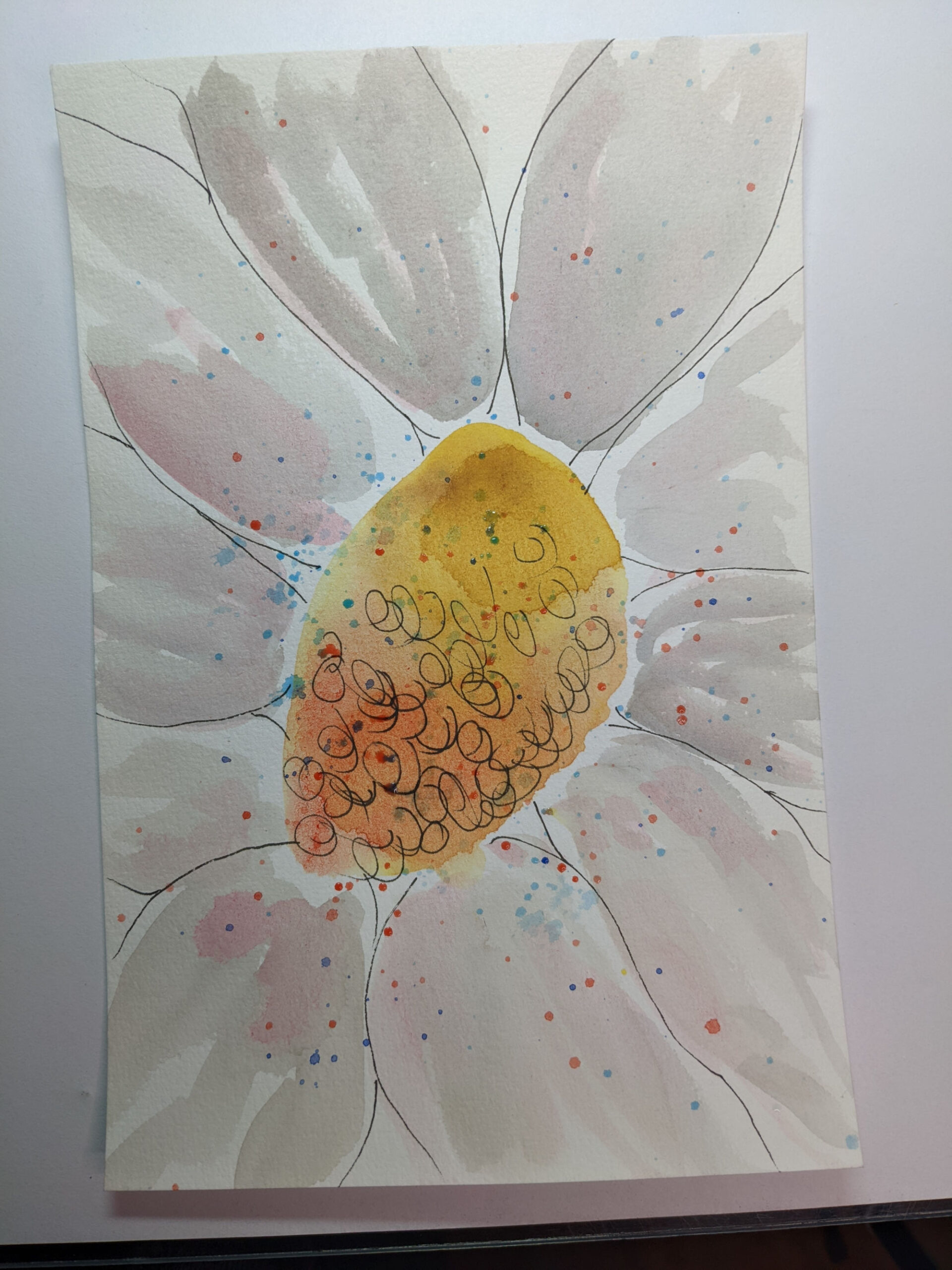 white watercolor abstract flower