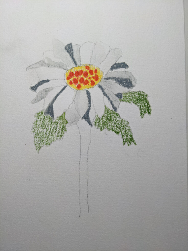 1st part of abstract watercolor pencil flower