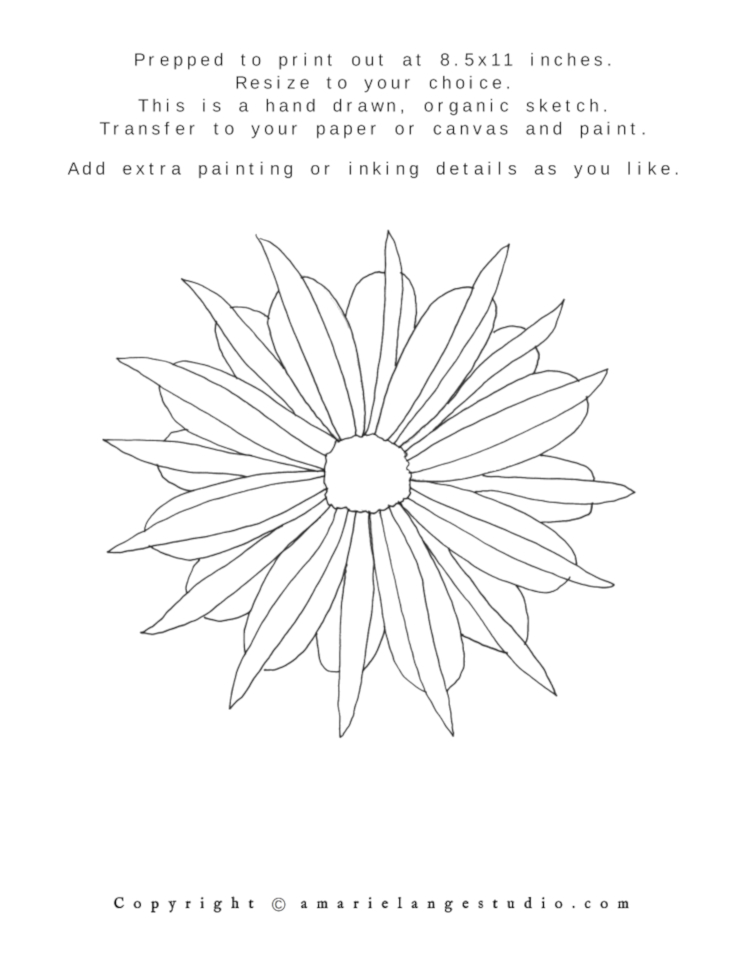 Free Printable Sketch for Tracing Transparent Watercolor Flower