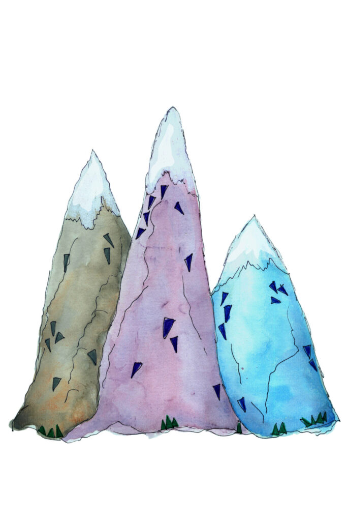 Watercolor Whimsical Abstract Mountains