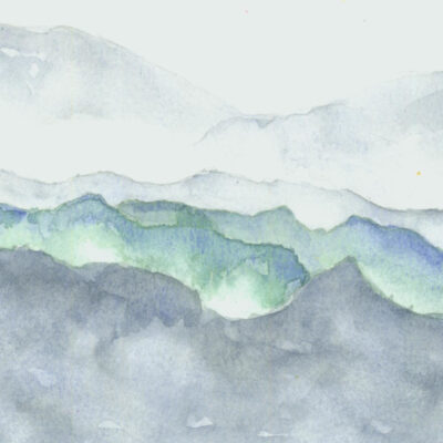 simple abstract watercolor landscape in grays