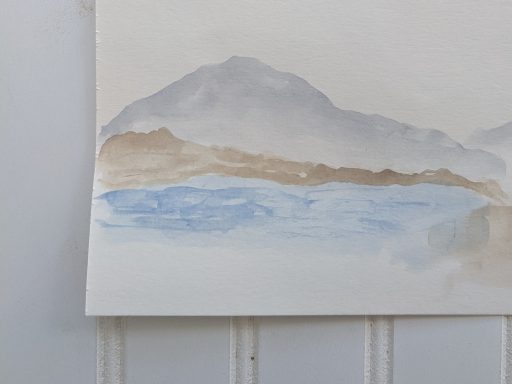 abstract watercolor mountain landscape