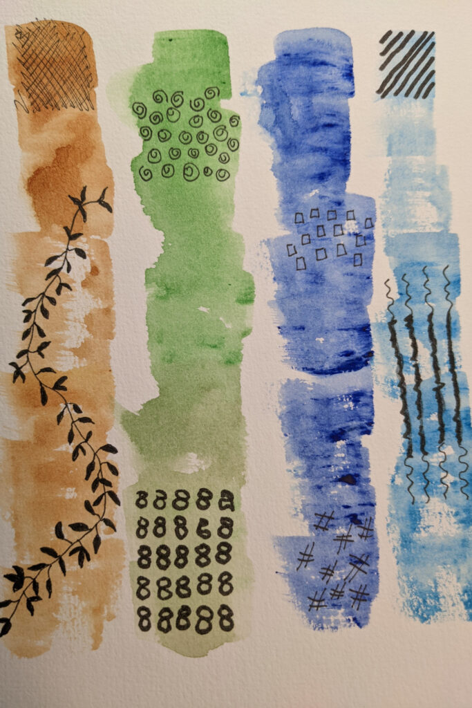 Abstract Watercolor Ink Doodles, Shapes & Ink