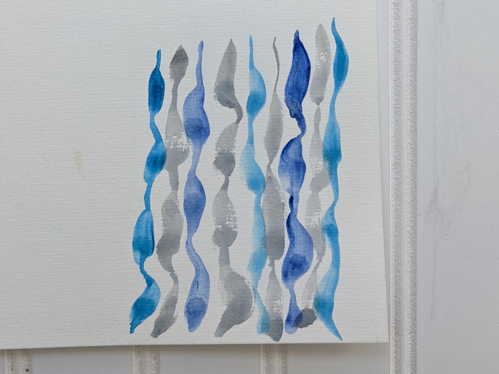 Abstract Watercolor Blue Lines