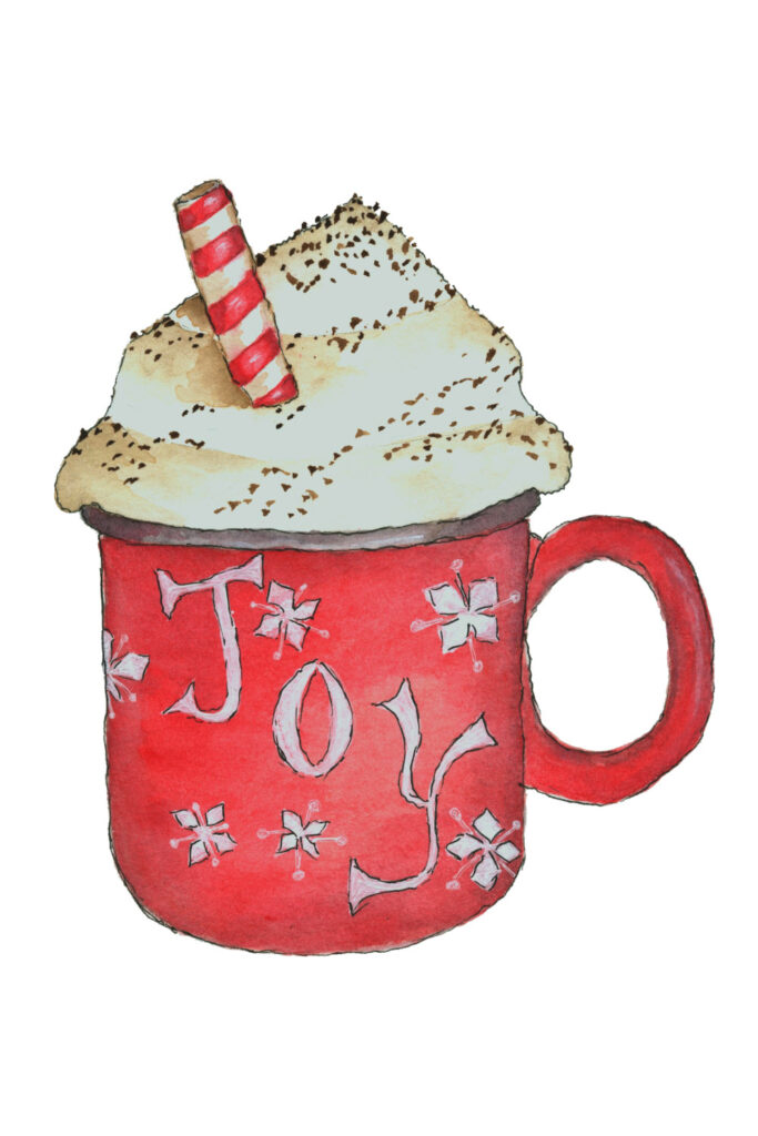 Easy Watercolor Christmas Mug with Joy