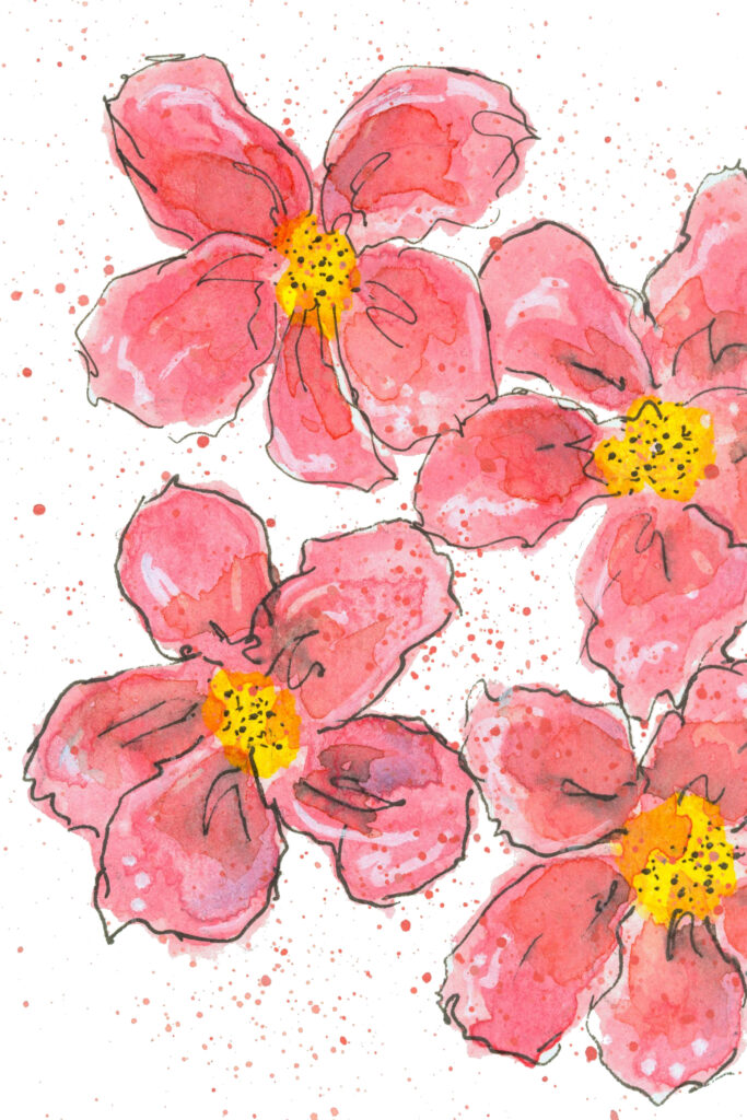 Pink Watercolor Whimsical Flowers