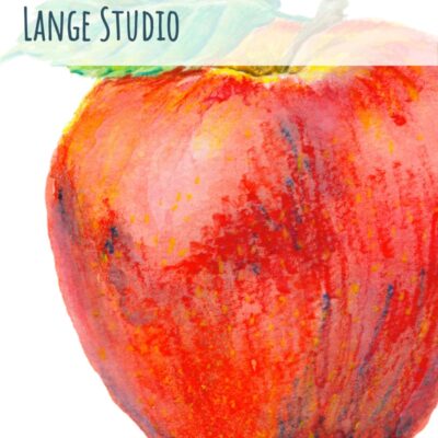 Watercolor Red Apple