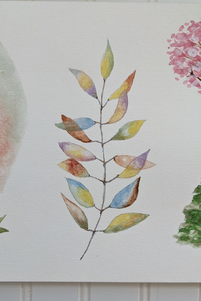 Watercolor Multi-colored Transparent Leaves