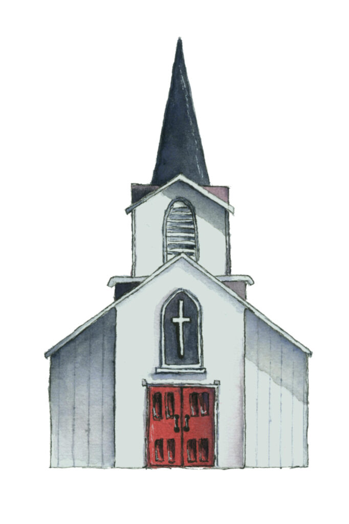 Simple Watercolor White Church
