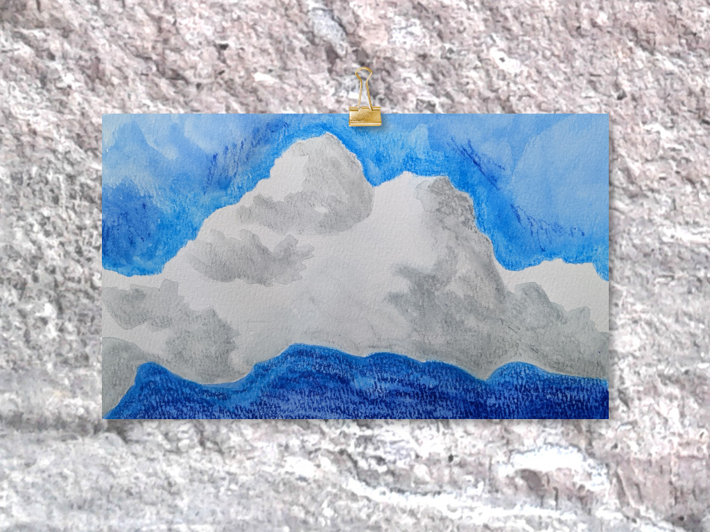 watercolor pencil clouds