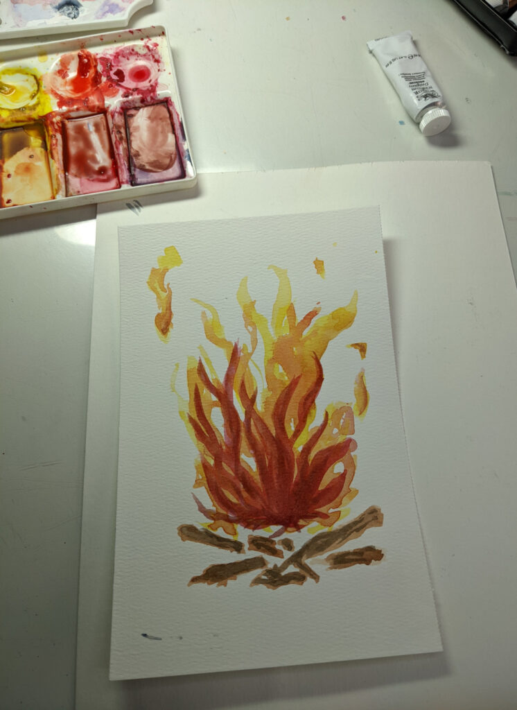 Watercolor Fire Painting