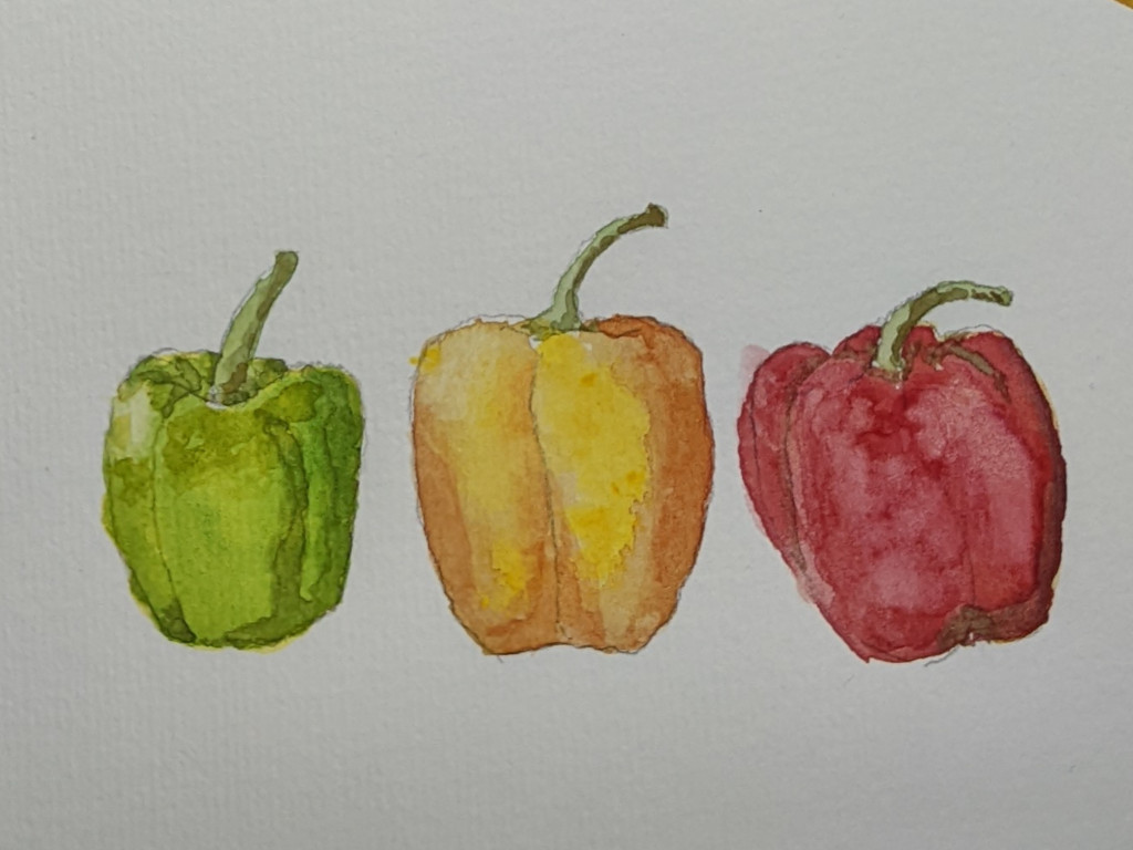 Watercolour Green Peppers