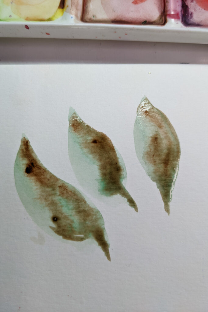 Watercolor Wet on Wet Leaves
