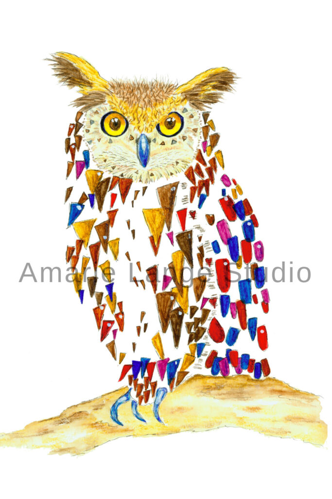 Watercolor Pencil Owl