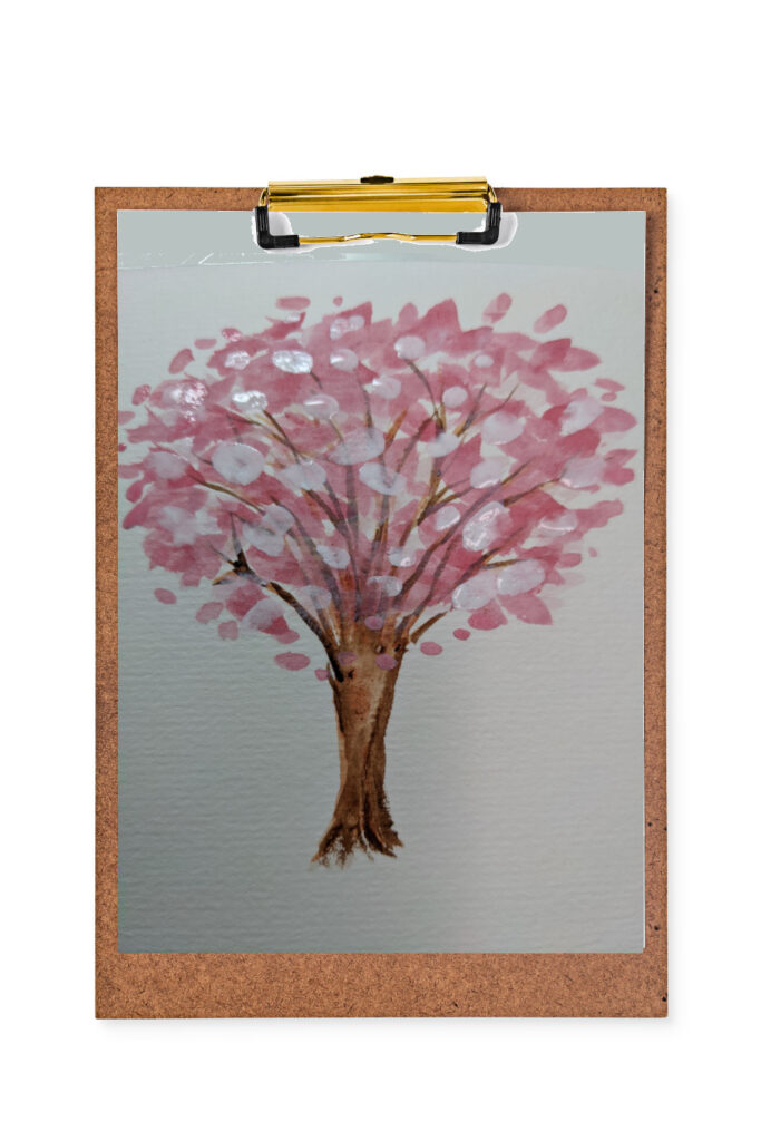 Watercolor Pink Blossom Tree