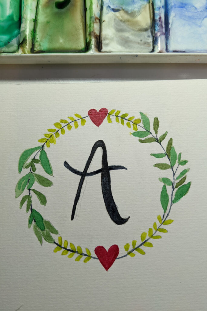 Watercolor Wreath - Letter A