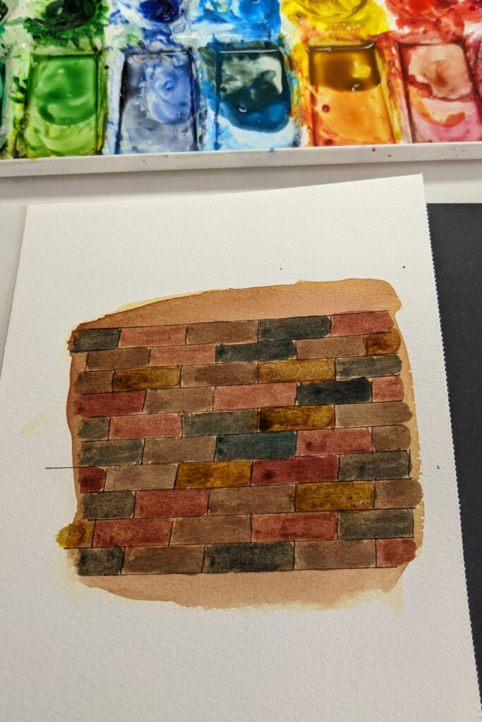 Bricks painted in an easy watercolor style