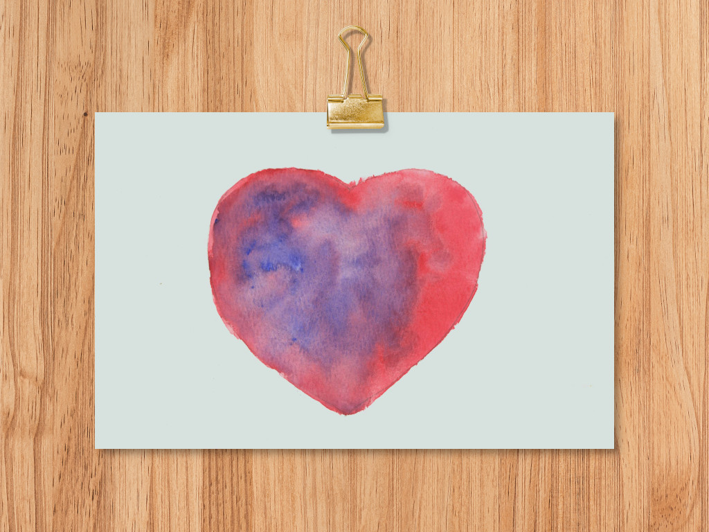 Watercolor Background - Red Heart