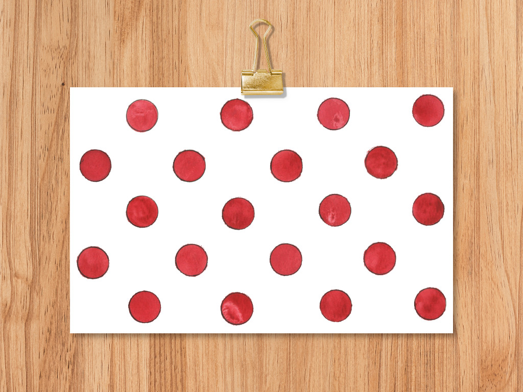 watercolor red polka dots