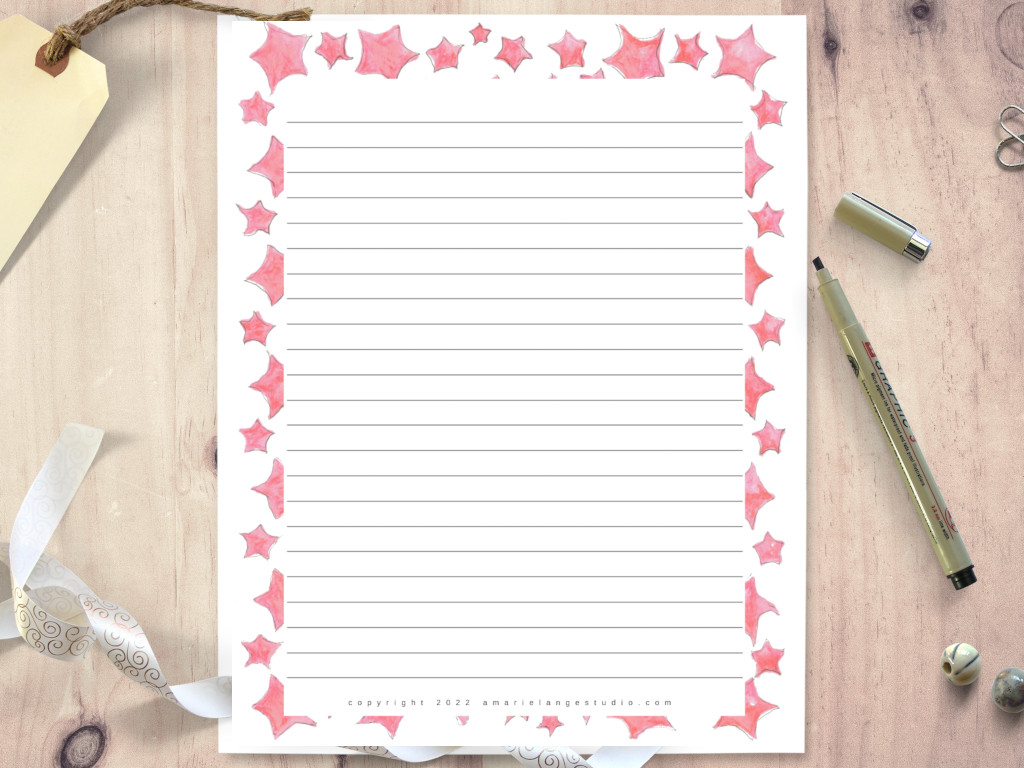 Free Printable Stationery Borders (&amp; Matching Envelope Liners) - Amarie ...