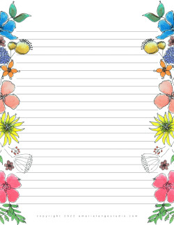 Free Printable Stationery Border – Floral Lined