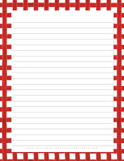 Free Printable Stationery Border – Red Gingham – Lined