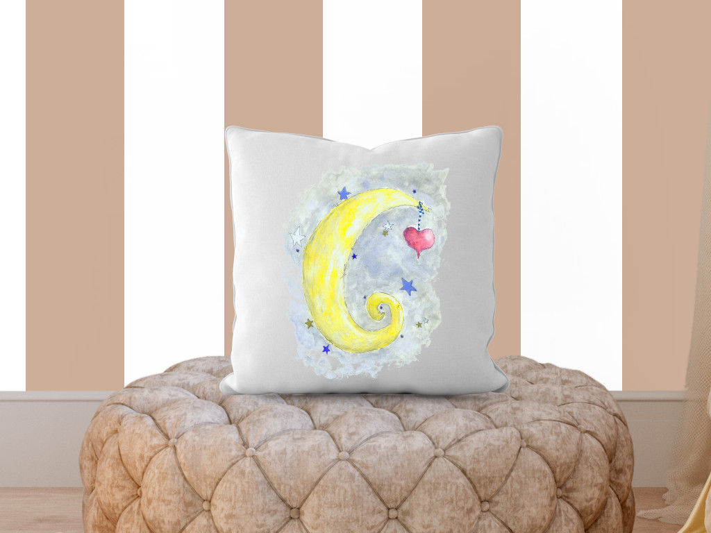 Watercolor Moon Pillow