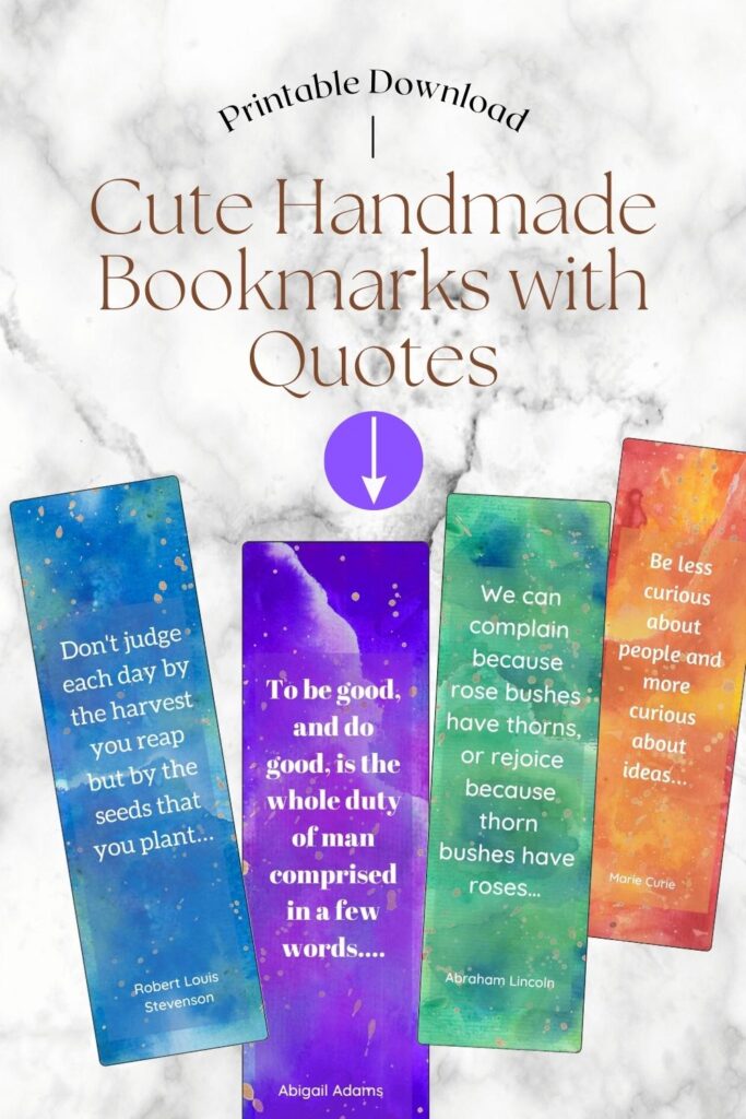 Cute Handmade Bookmarks with Quotes