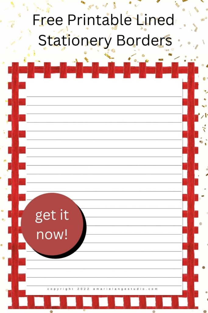 Free Printable Lined Stationery Borders with Red Checks