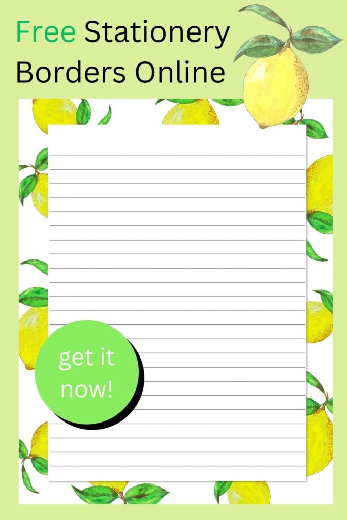 Free Stationery Borders Online printable paper with lemons