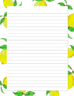 Free Printable Stationery Borders Online – Lemon – Lined