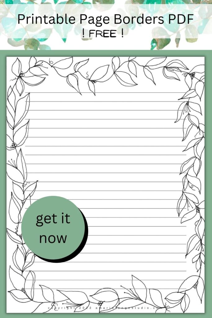 Printable Page Borders PDF - free paper with leaf border